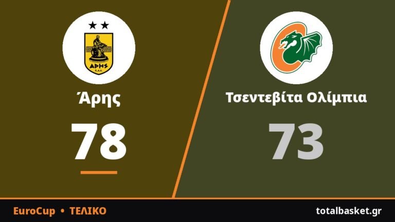 Άρης – Τσεντεβίτα Ολίμπια 78-73: Νίκη με άξονα τον Ρόμπινσον-Ερλ