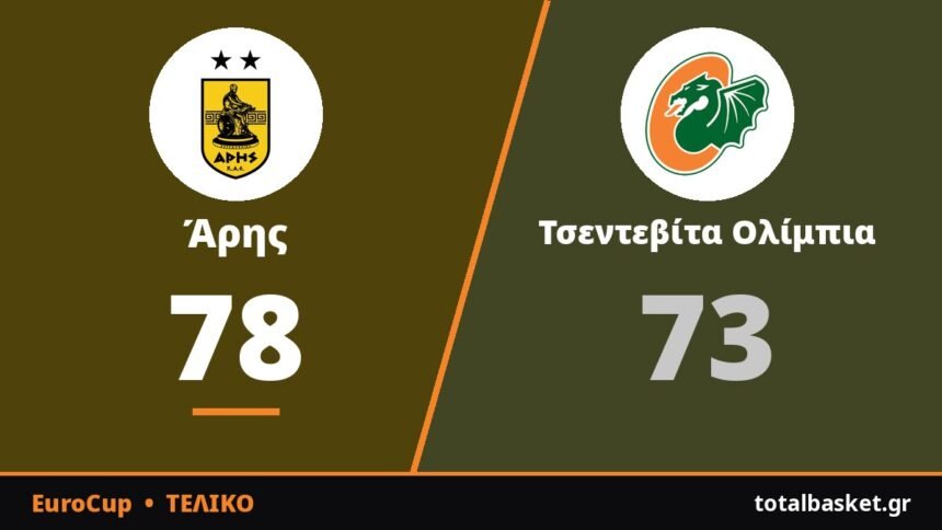 Άρης – Τσεντεβίτα Ολίμπια 78-73: Νίκη με άξονα τον Ρόμπινσον-Ερλ