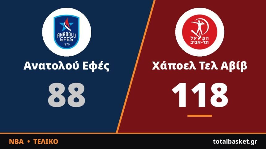 Χάποελ Τελ Αβίβ – Ανατολού Εφές 118-88: Ρεσιτάλ Μπλέικνι και συντριβή με τον Ιτούδη στον πάγκο
