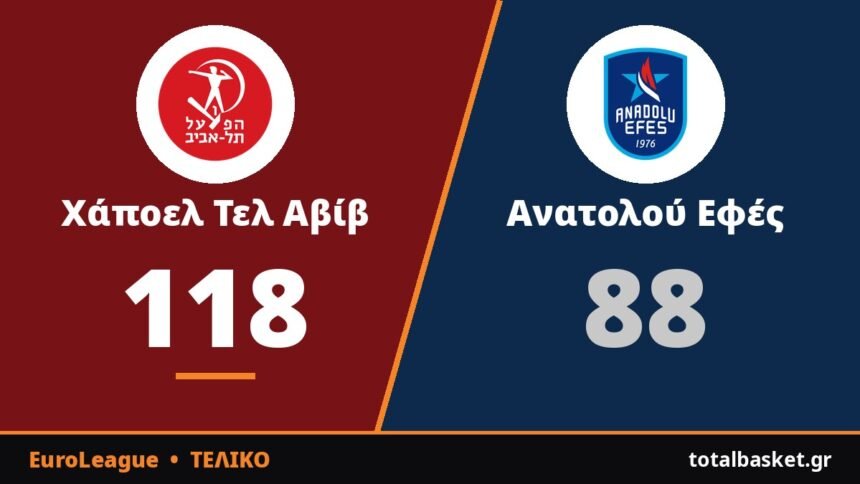 Χάποελ Τελ Αβίβ – Ανατολού Εφές 118-88: Ρεσιτάλ Μπλέικνι και συντριβή με τον Ιτούδη στον πάγκο