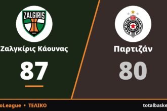 Ζαλγκίρις – Παρτιζάν 87-80: Η «βαριά» υπογραφή του Βαλαντσιούνας