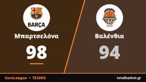 Μπαρτσελόνα – Βαλένθια 98-94: Φωτιά από τα 6,75 με Ρόμπινσον και Πάρα